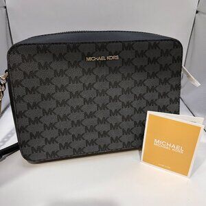 Michael Kors purse Jet Set Travel crossbody Chain black signature bag NWT